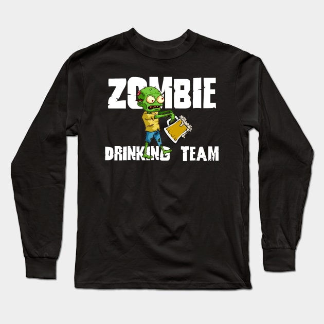 Zombie Drinking Team White Long Sleeve T-Shirt by ZombieCrossTraining